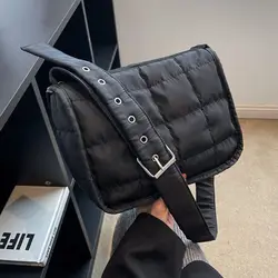 Fashion Quilted Handbags Ladies Casual Cotton-Padded Bags Shoulder Bags Crossbody Bag Women Lightweight Underarm Bags