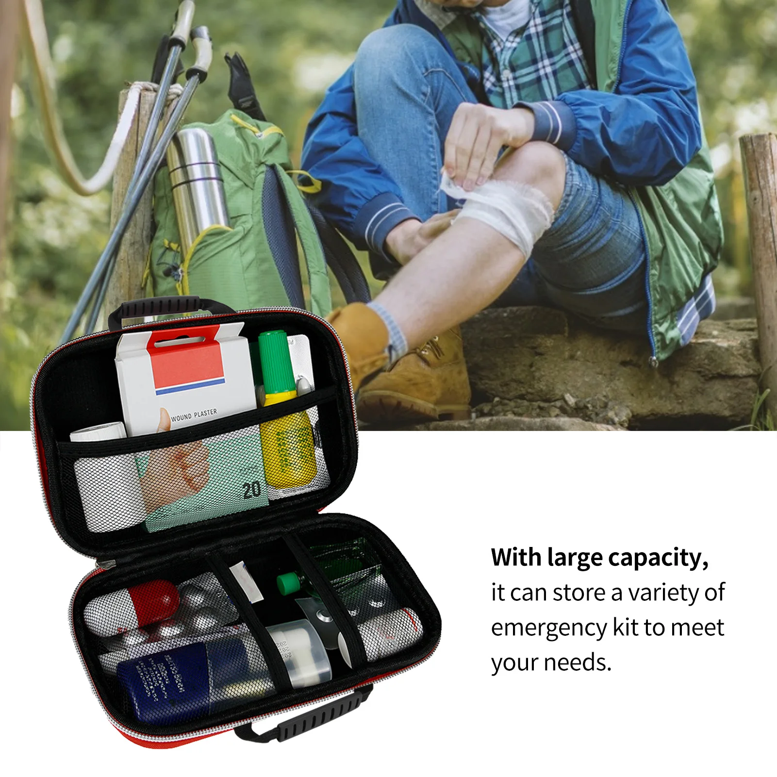 

Emergency Kit Bag Portable Large Capacity EVA Hard Shell Case for Home Outdoor First Emergency Emergency Bag Empty Emergency Bag