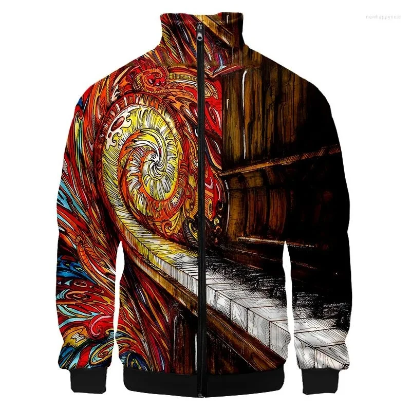 Men's Jackets Clothing 3d Print Spring Autumn Jacket Zipper Hoodies Music DJ Art Stand-up Collar Sweater Long Sweatshirts Coat