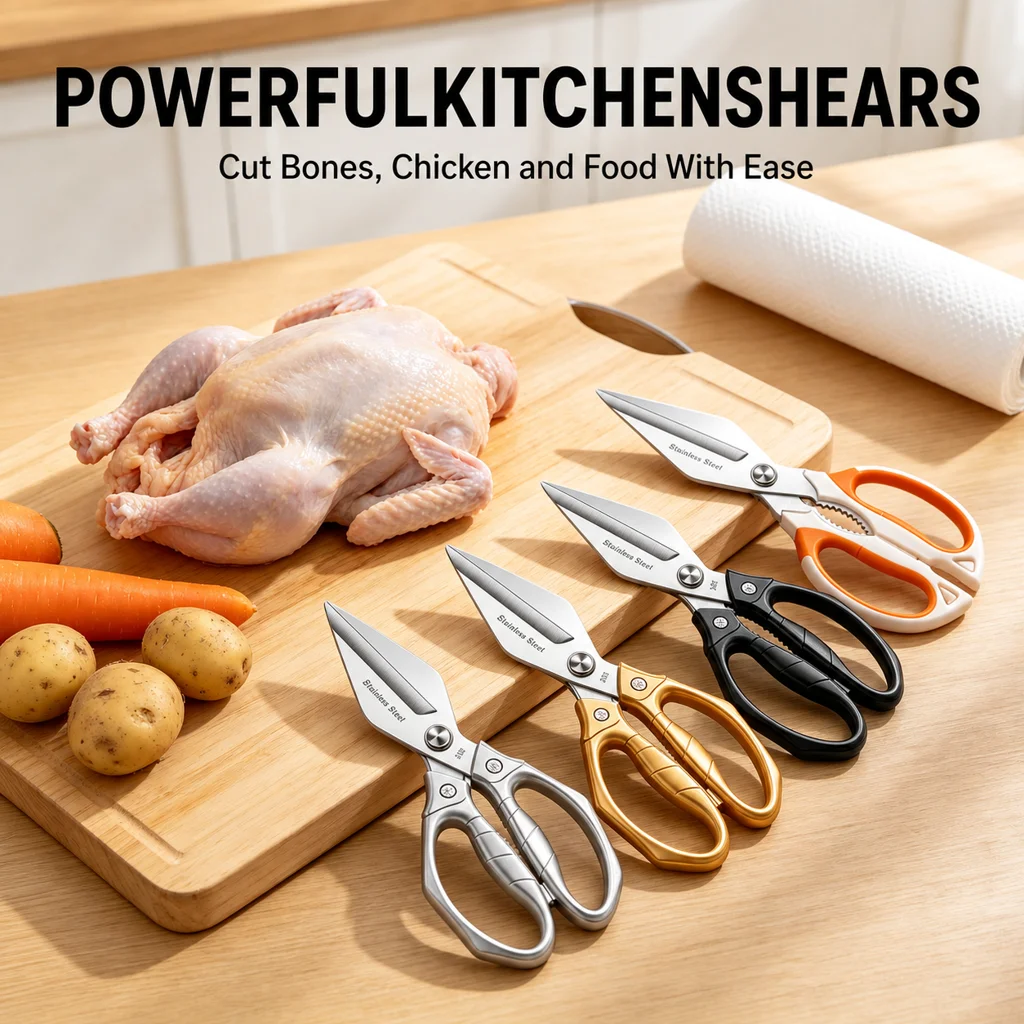 Heavy-Duty Multi-Function Kitchen Scissors - Professional Stainless Steel Shears Specialized For Chicken Bones & Poultry