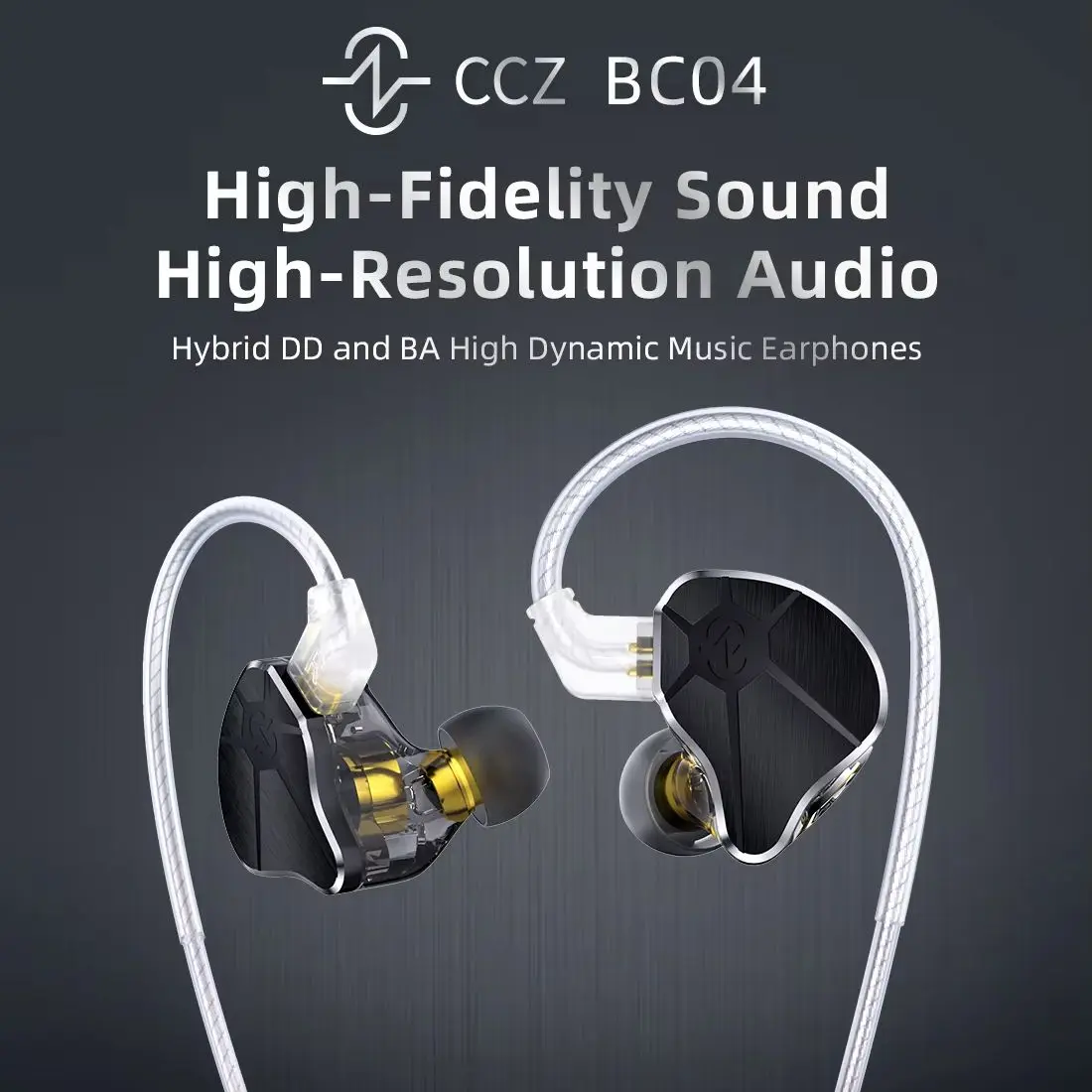 CCZ BC04 1DD+1BA Hybrid IEM Headphones CNC Metal Cover 5N OFC Silver-Plated Cable 2PIN-Z HiFi Earphones for Musicians Gaming