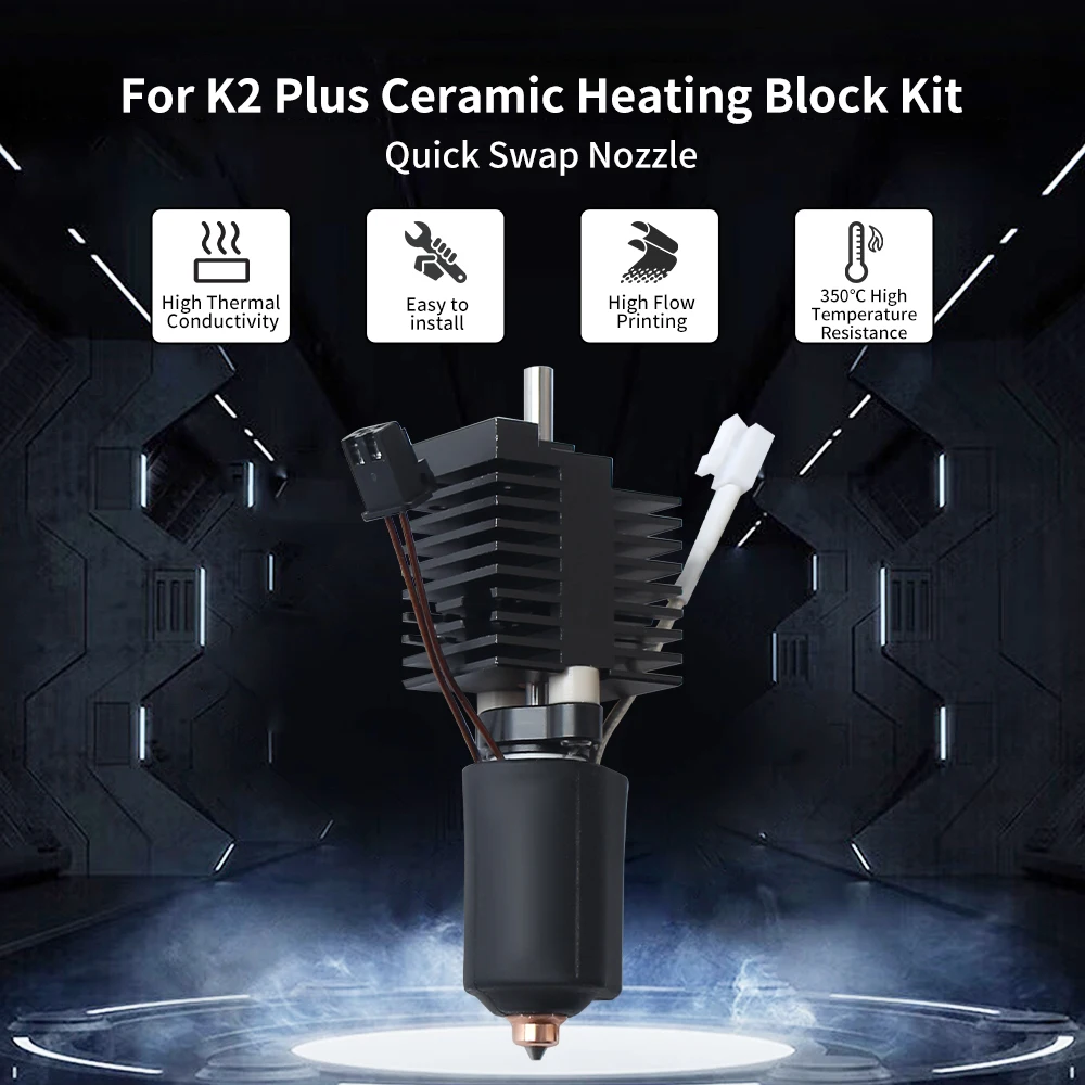 

For K2 Plus Ceramic Heating Block Kit Quick Swap 0.4mm Nozzle High Temperature Resistance For K2 Plus 3D Printer Accessories ﻿