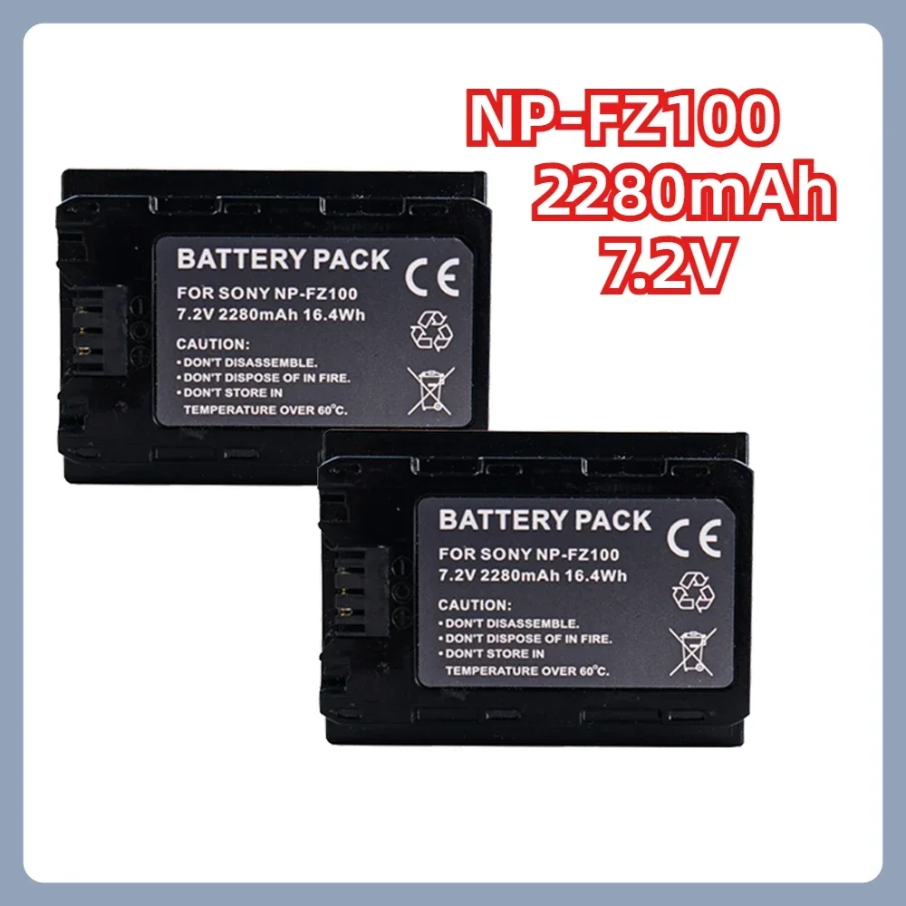 2280mAh 7.2V NP-FZ100 Battery Rechargeable Battery for Sony 7R Mark III A7III A7SIII A7R III A7RIV A7R 2 A9 A6600 Camera