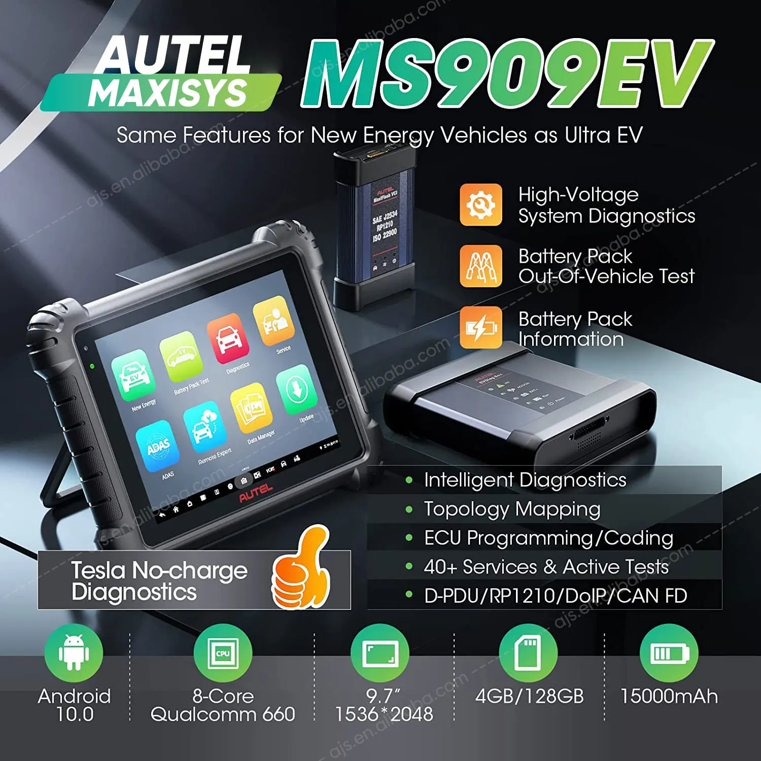 Autel MaxiSYS MS909EV Programmazione e codifica Sistema ad alta tensione e analisi delle batterie Diagnosi di bordo automobilistica 2