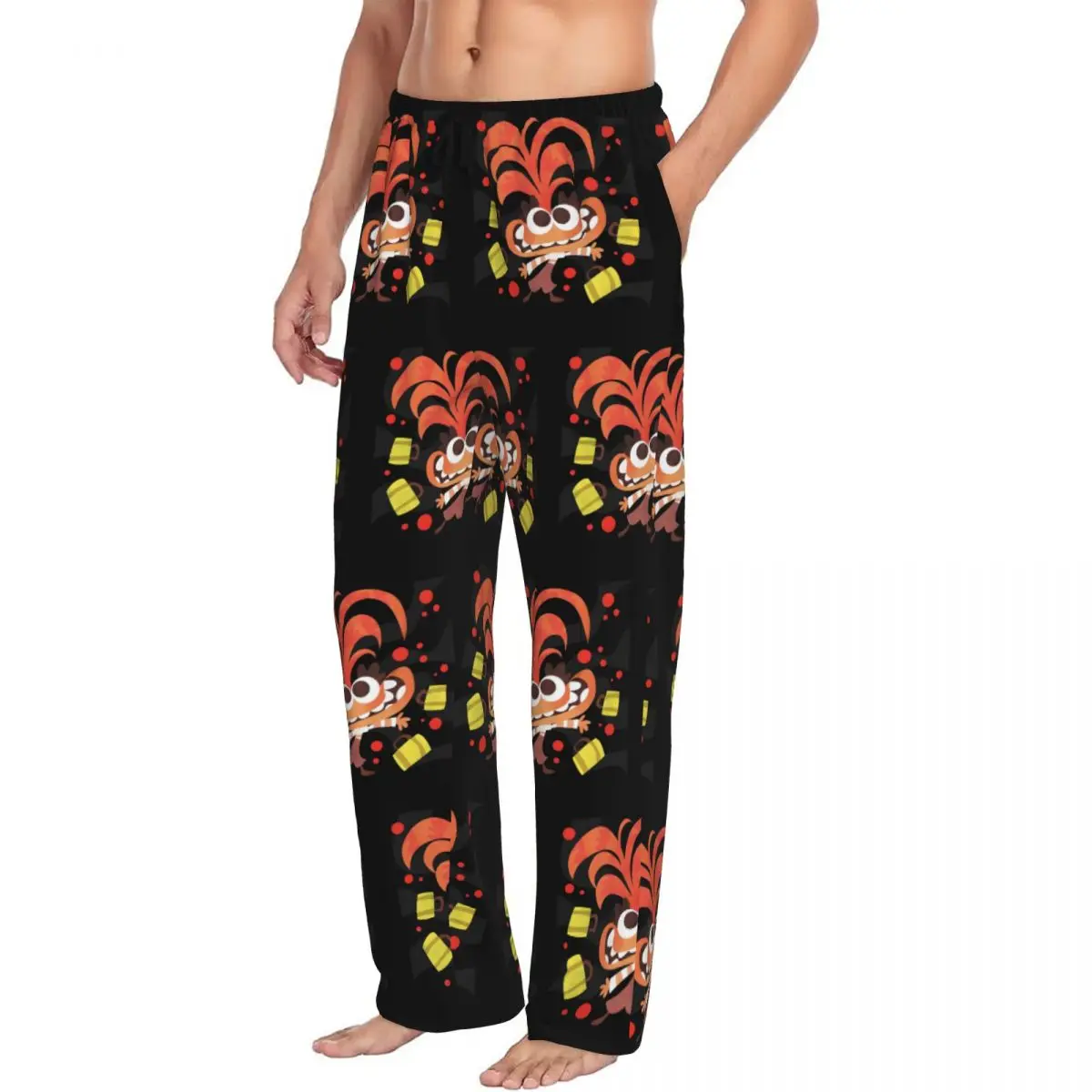 Custom Inside Out Pajama Pants Men's Fantasy Animation Lounge Sleep Drawstring Sleepwear Bottoms with Pockets