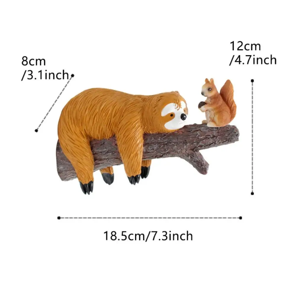 Resin Sloth and Squirrel Tree Hanging Simulated Creative Tree Decorations Pendant Cute Waterproof Miniature Figurine Sculpture