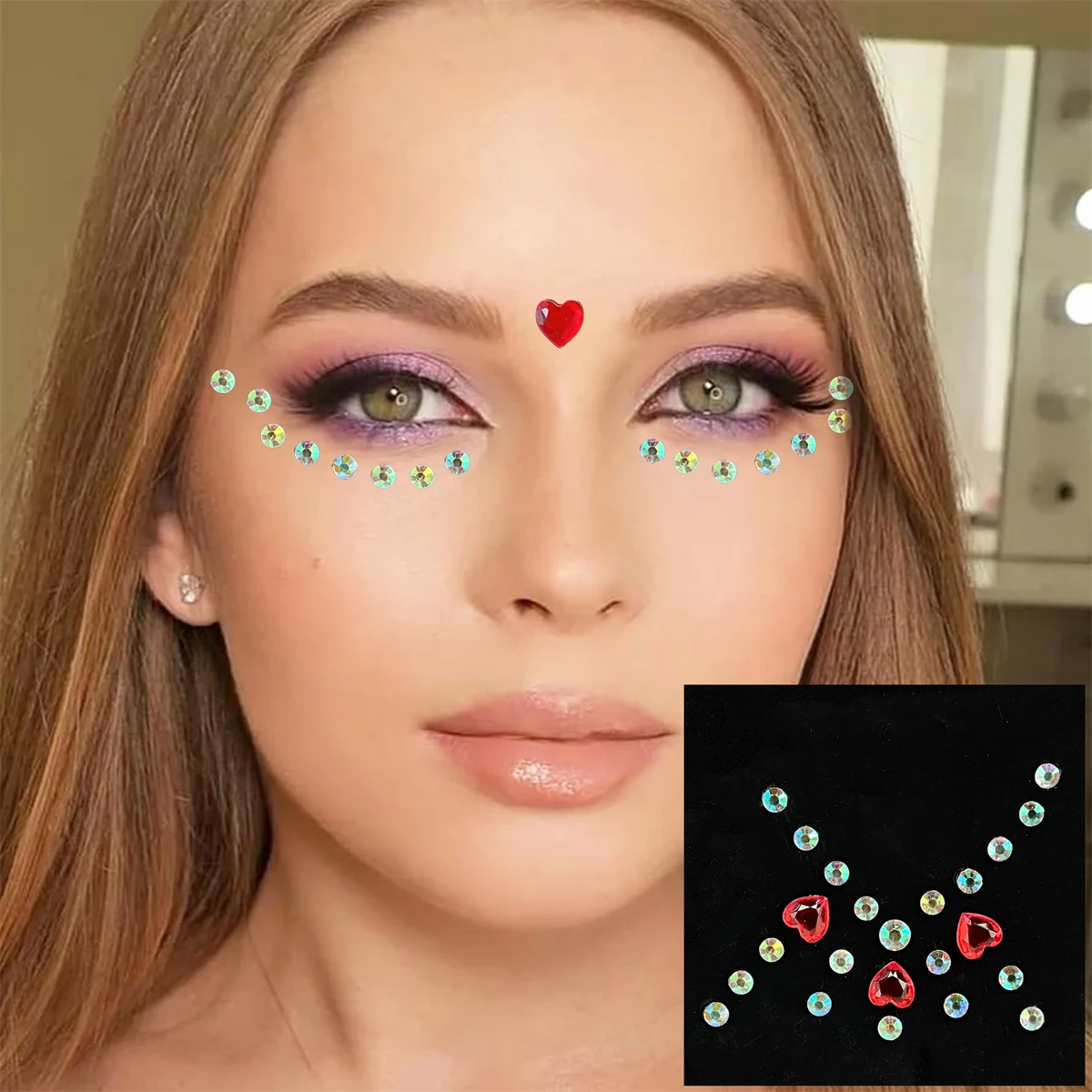 Eye Face Gems For Makeup Temporary Tattoos Glitter Jewels Rhinestones Love Heart Bindi Dots Crystals Festival Halloween Stickers