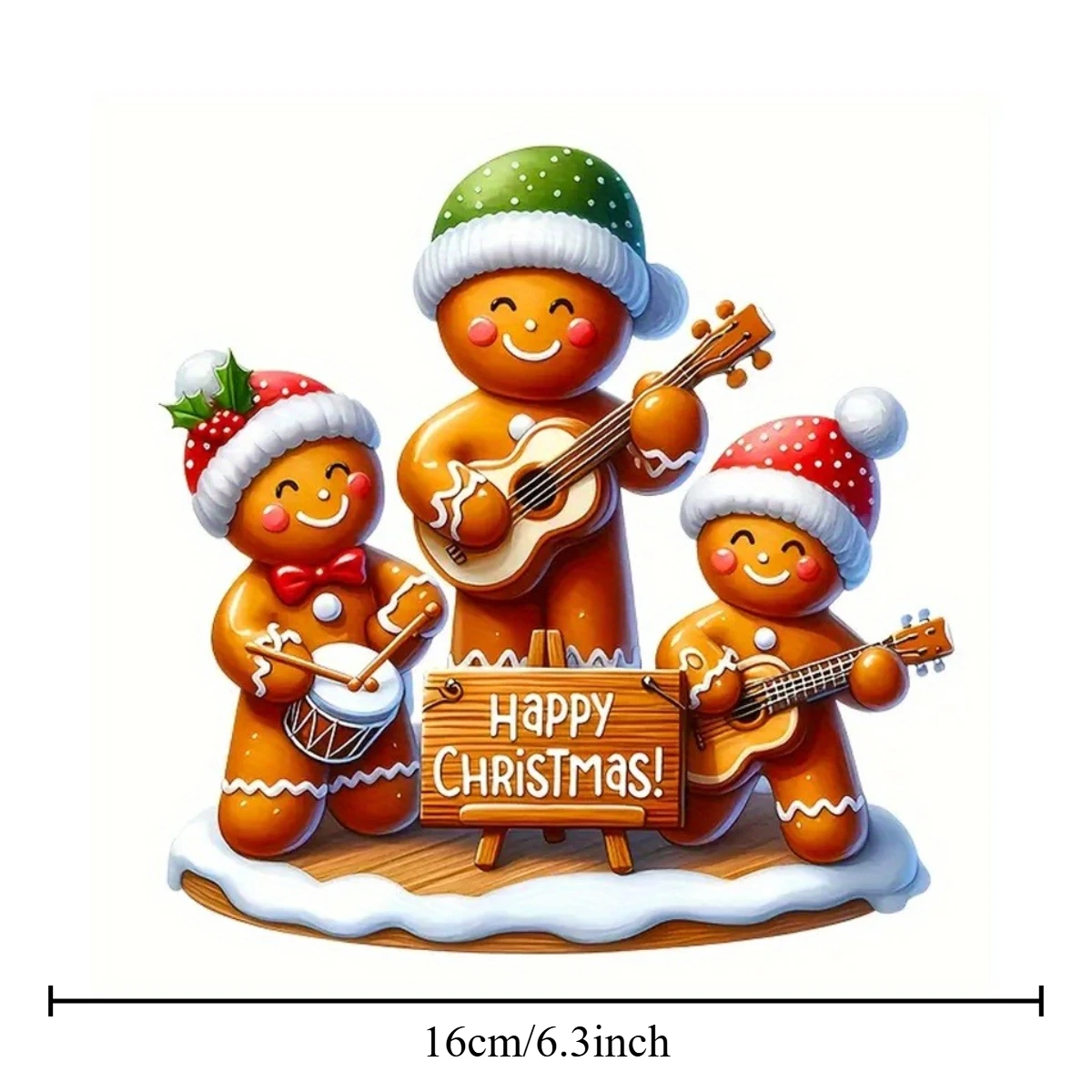 1Pc Festive Gingerbread Band Vinyl Sticker,Durable Easy-Paste Decal for Car, Laptop, Fridge, Table & Water Bottle - Holiday Gift