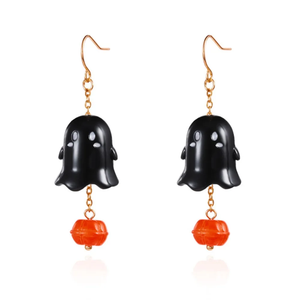 Fashion Alloy Halloween Earrings Ghost Trick or Treat Pumpkin Ear Studs Pendant Personality Ghost Dangle Earrings Hipster