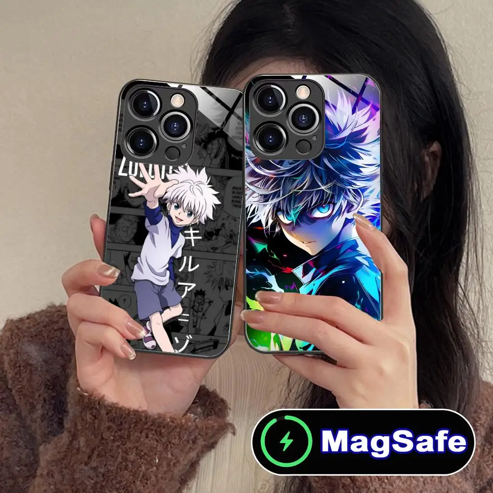 Hunter Killua Anime Phone Case for iPhone 16 15 14 13 12 11 Pro Max Plus Mini MagSafe Glass Colour Printing Pretty Cover