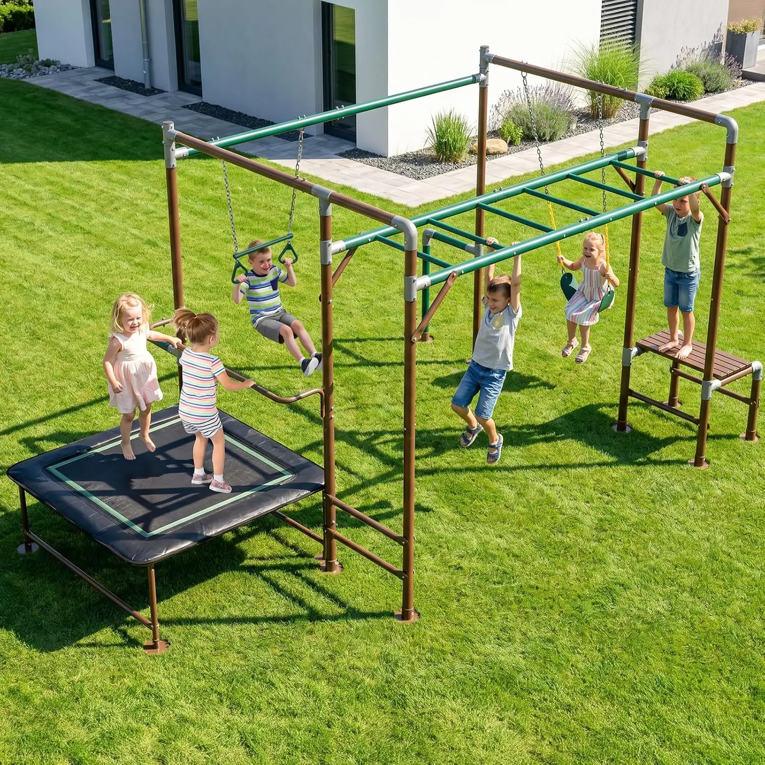 Outdoor Jungle Gym with Monkey - Kids Outdoor Monkey Bars 评论和价格