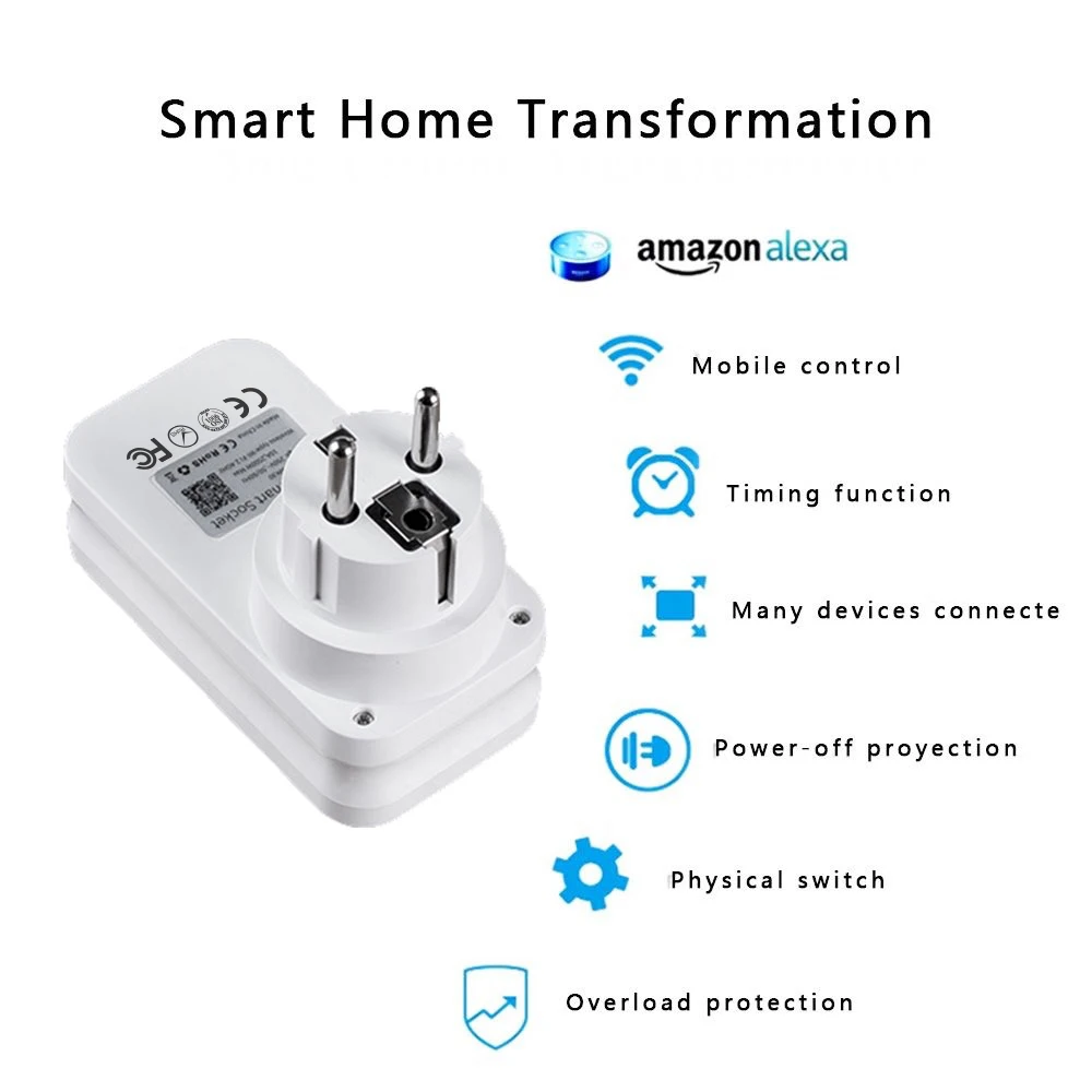 Tilanding Inker Smart Home WiFi Socket EU Plug Adapter, Apple Homekit, Alexa, Google Home, Siri Voice Remote Control, Russian Stock
