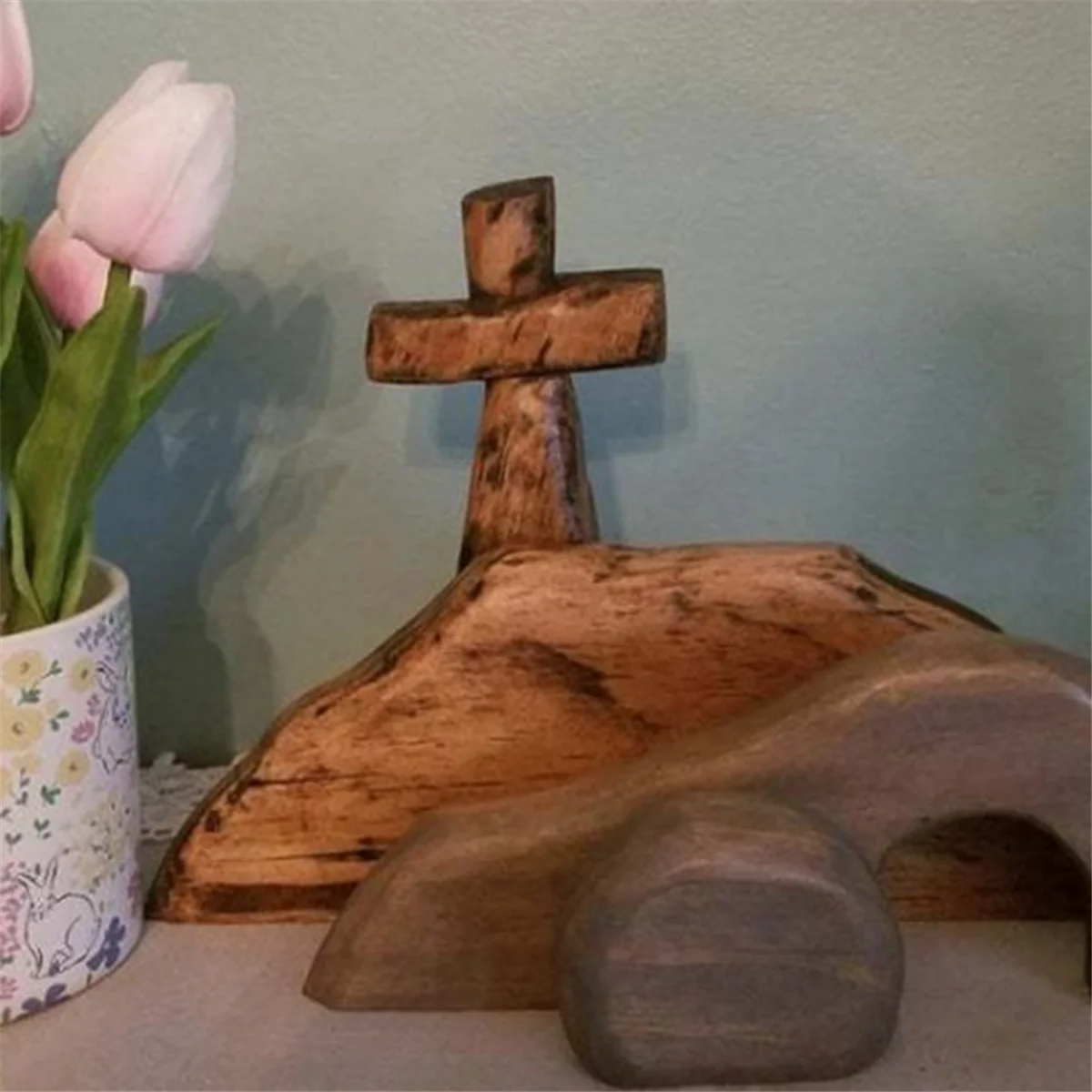 

The Empty Tomb Easter Scene and Ornament Jesus Resurrection Scene Nativity Figurines Catholic Festival