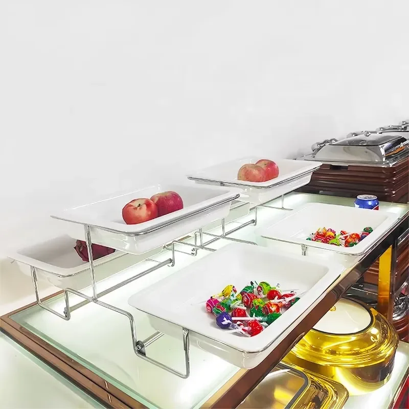 Modern Simple 3 Tier Serving Stand with Porcelain Trays Collapsible Sturdier Rack Birthday Party Wedding Cake Display Plate