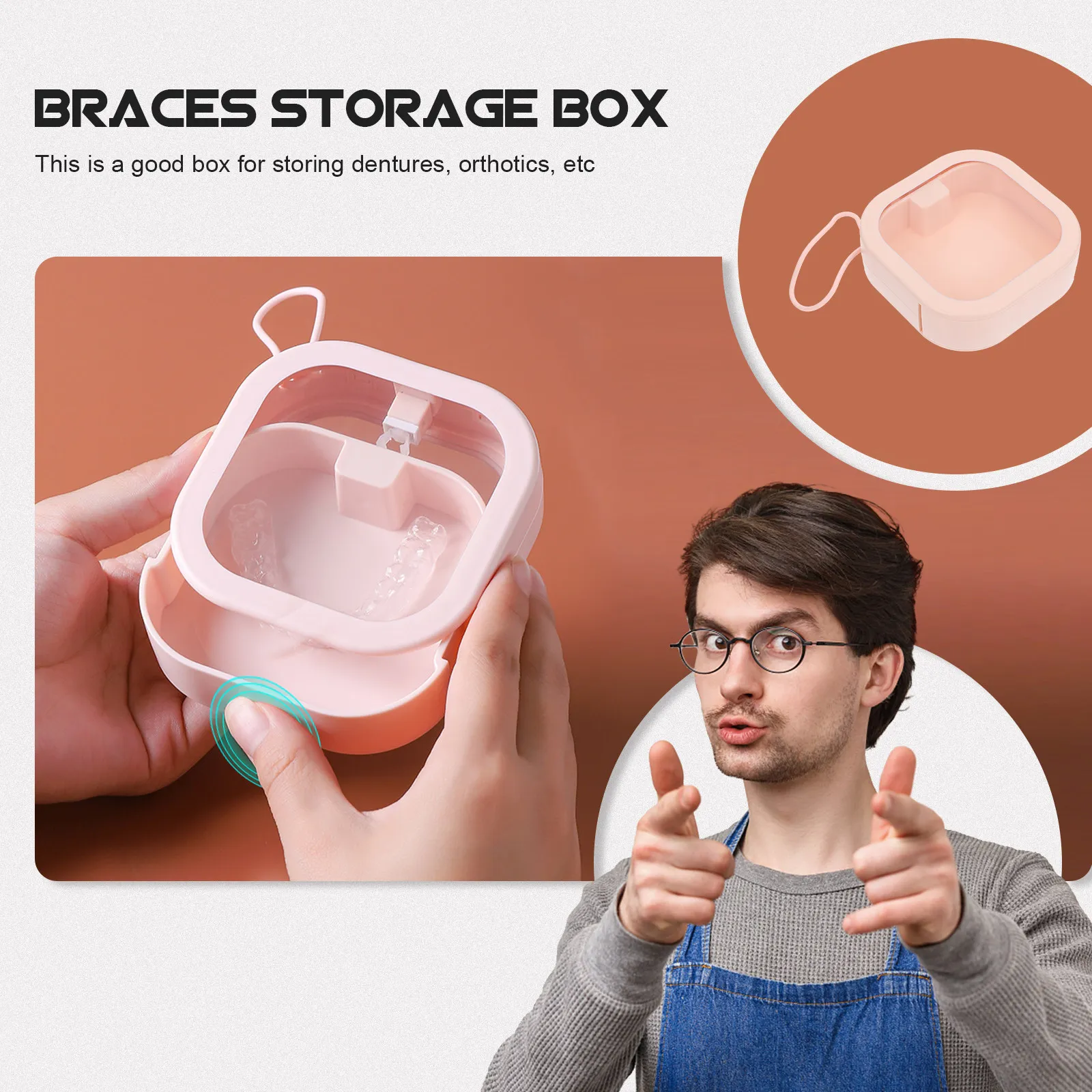 1Pcs Orthodontics Storage Box Lightweight Portable Braces Case Sturdy Non-Breakable Teeth Braces Holder for Daily Travel Use