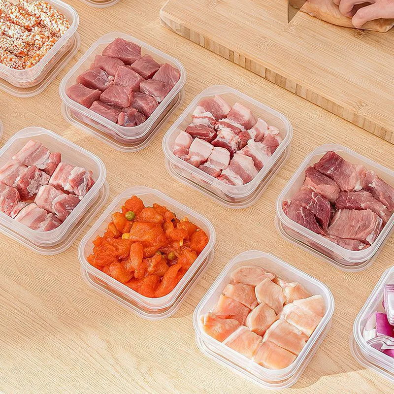 1 Grids Food Fruit Storage Box Portable Compartment Refrigerator Freezer Organizers Sub-Packed Meat Onion Ginger Clear Crisper