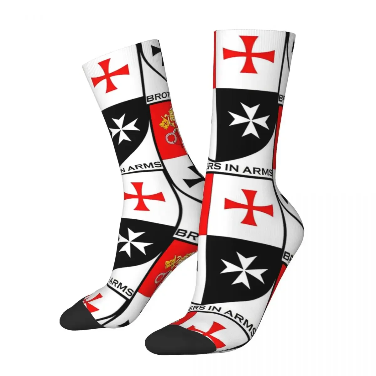 

Funny Crazy Sock for Men Brothers In Arms Hip Hop Knights Templar Quality Pattern Printed Crew Sock Seamless Gift