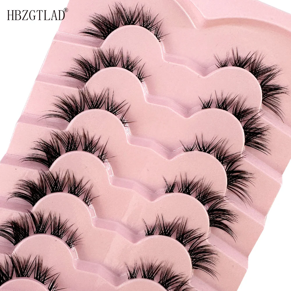 7pairs Mink Eyelashes Invisible Band Lash Extension Natural False Eyelashes Cross Cluster Fairy 3D Faux Big Eye Long Fake Lashes