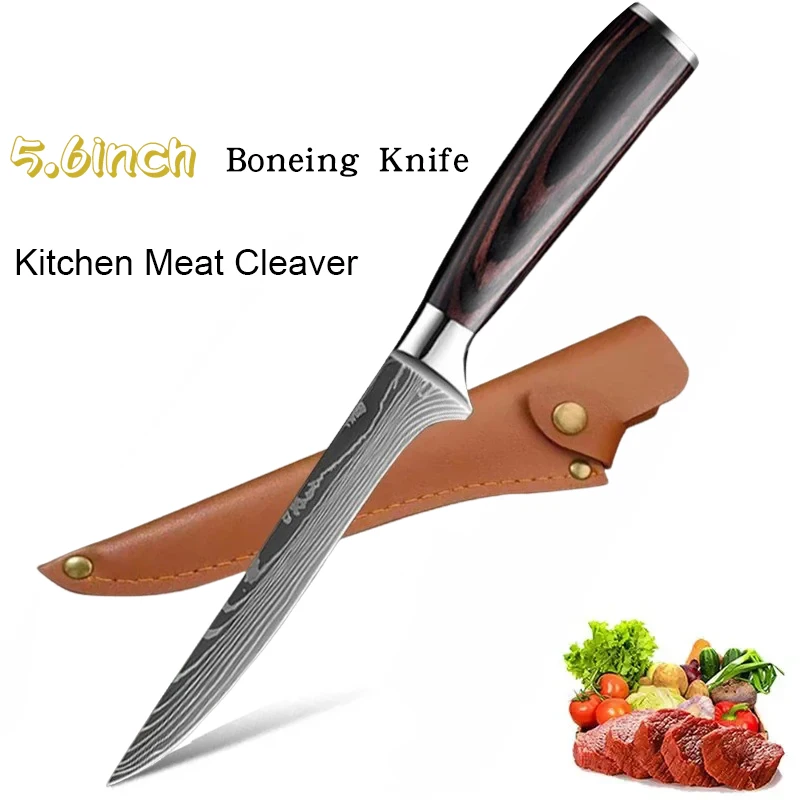 

Boning Knife Damascus Blade Kitchen Knife Commercial Sharp Quick Meat Cleaver Knife Stainless Steel Japanese Utility Knife