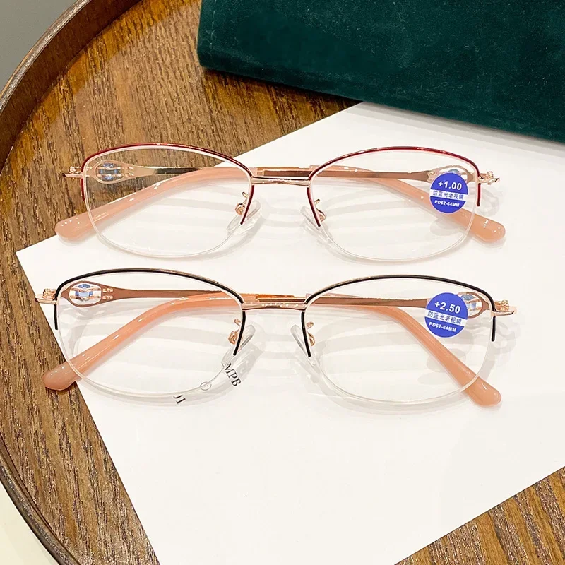 Anti Blue Light Presbyopia Eyeswear Reading Glasses Memory Hyperopia Half-frame Eyeglasses óculos +1.0+1.5+2.0+2.5+3.0+3.5+4.0
