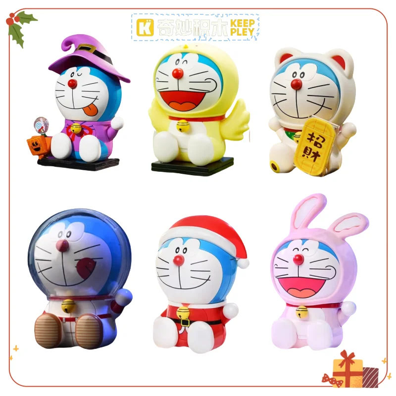 

New In Stock Building Blocks Keeppley Doraemon Surrounding Round Rolling Toys Dingdang Cat Assembly Model Ornament Birthday Gift