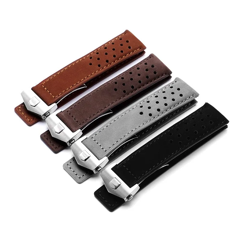 for TAG HEUER CARRERA Monaco Series Matte Cow Leather Smartwatch Straps Genuine Leather Watchband 20/22/24mm Universal Bracelets