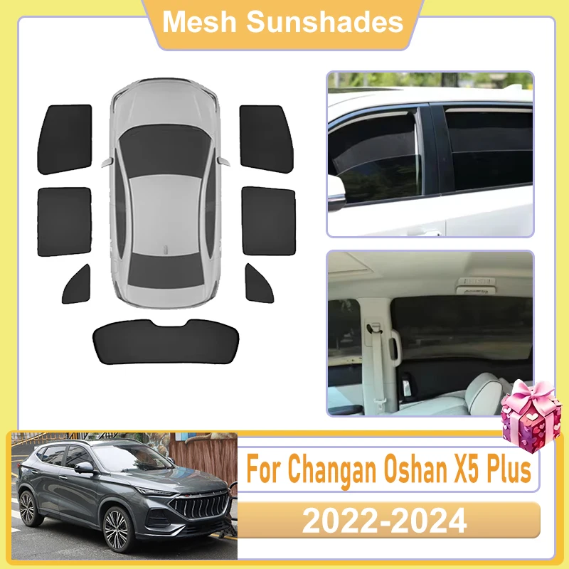 

For Changan Oshan X5 Plus Accessories 2022 2023 2024 Car Window Screen Sun Shades Covers Mesh light Shield Heat Net UV Protector