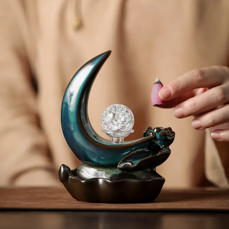 Backflow Incense Burner Incense Plate Home Sandalwood Zen Creative Decoration Moon Interior Decoration Incense Burner