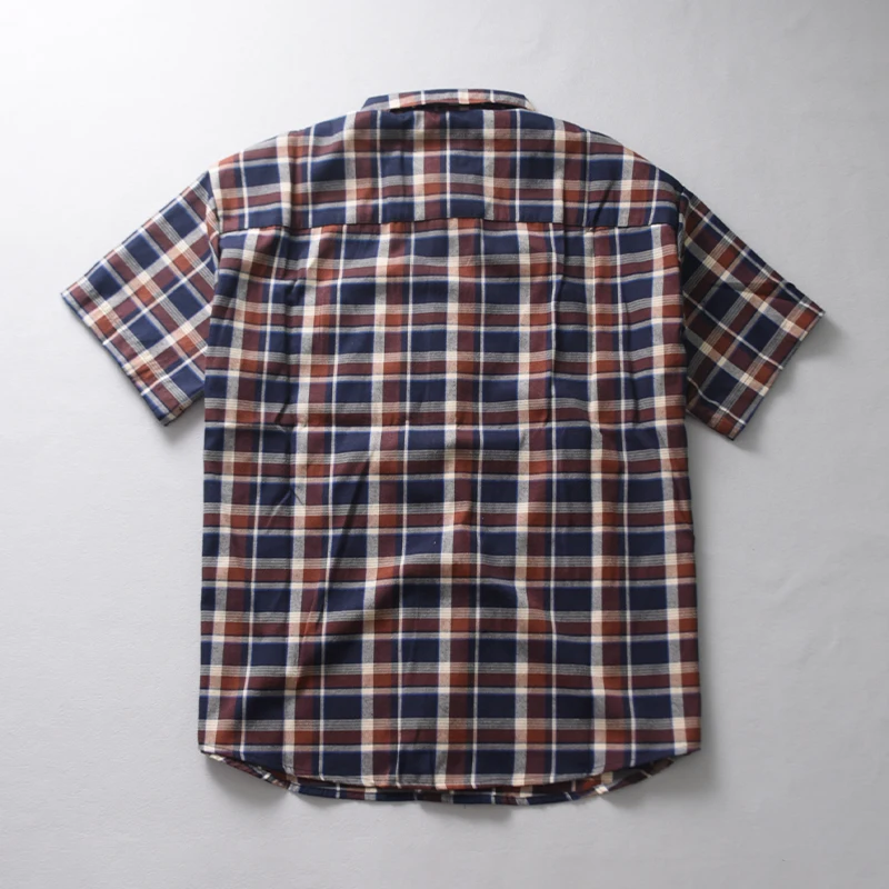 Vintage Plaid Karohemd für Männer 2024 Sommer England lässige Blusen für Jugend männlich lose Mode Kurzarm Tops Retro tragen