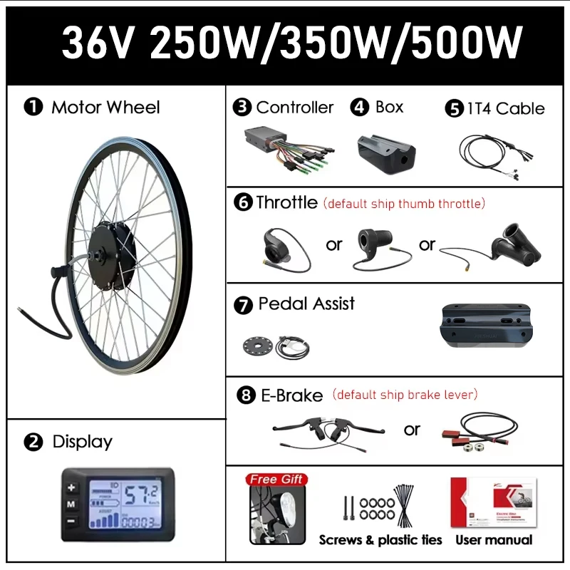 

20"-29" Bicycle Electric Conversion Kit 36V 250w 350w 500w Front Rear Brushless Motor LCD Display bicicleta electrica parts