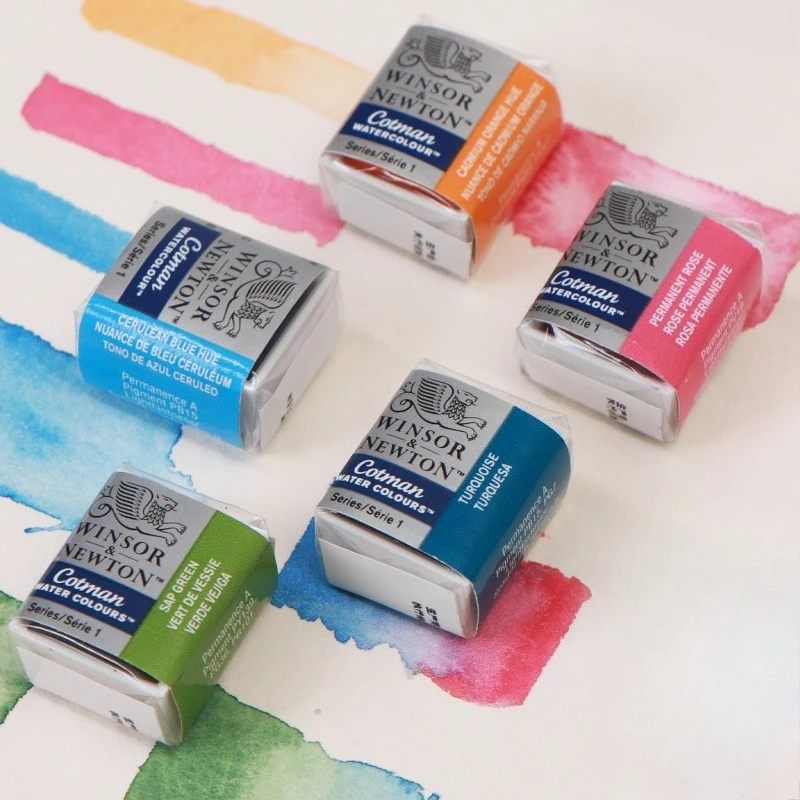 Winsor & Newton Cotman Solid Watercolor Paints High Transparency Half Block Bright Watercolor Painting Pigments Art Supplies