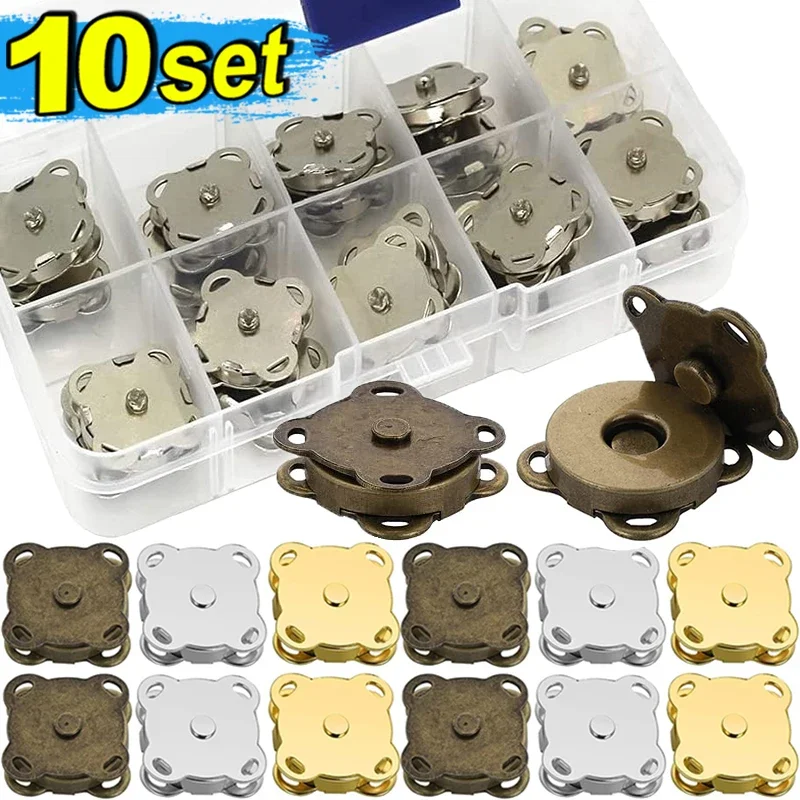 1/10Sets Bags Magnetic Snap Button Fasteners Clasps Buttons Handbag Purse Wallet Craft Bags Parts Mini Adsorption Buckle 14/18mm