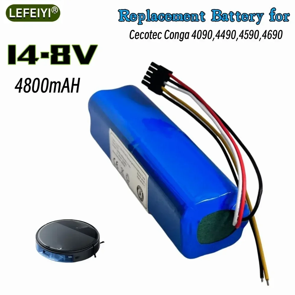 ل CECOTEC CONGA 4090 5090 3090 1690 1890 2090 جهاز آلي لتنظيف الأتربة 6800mAh 18650 14.8V بطارية حزمة