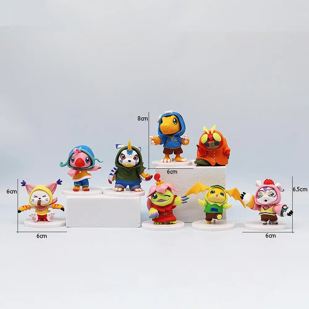 8 sztuk/paczka Digimon Adventure 6-8cm figurka Agumon Tailmon Gabumon Tentomon nosić ubrania Anime ozdoby lalki