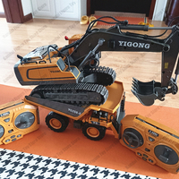 Yigong Kids Simulation 5/11 Channel Alloy Remote Control Excavator Toys Remote Control Electric Large Engineering Car Toy Gift