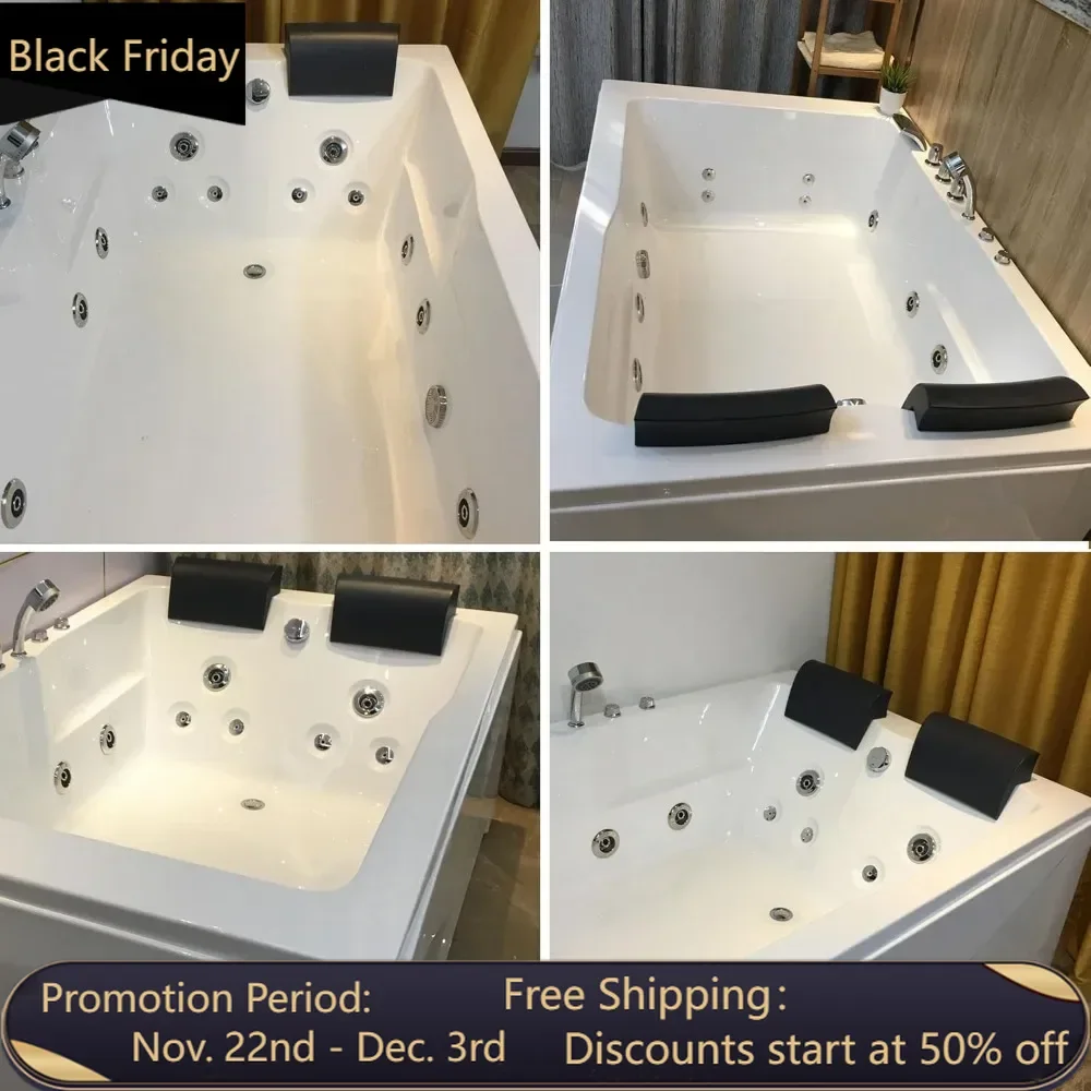 2 Person Whirlpool Bathtub,71” Whirlpool Tubs with 16 Jets,Jetted bathtub,Acrylic SPA Bath Tub,2 Person Hydro Massage Bathtub