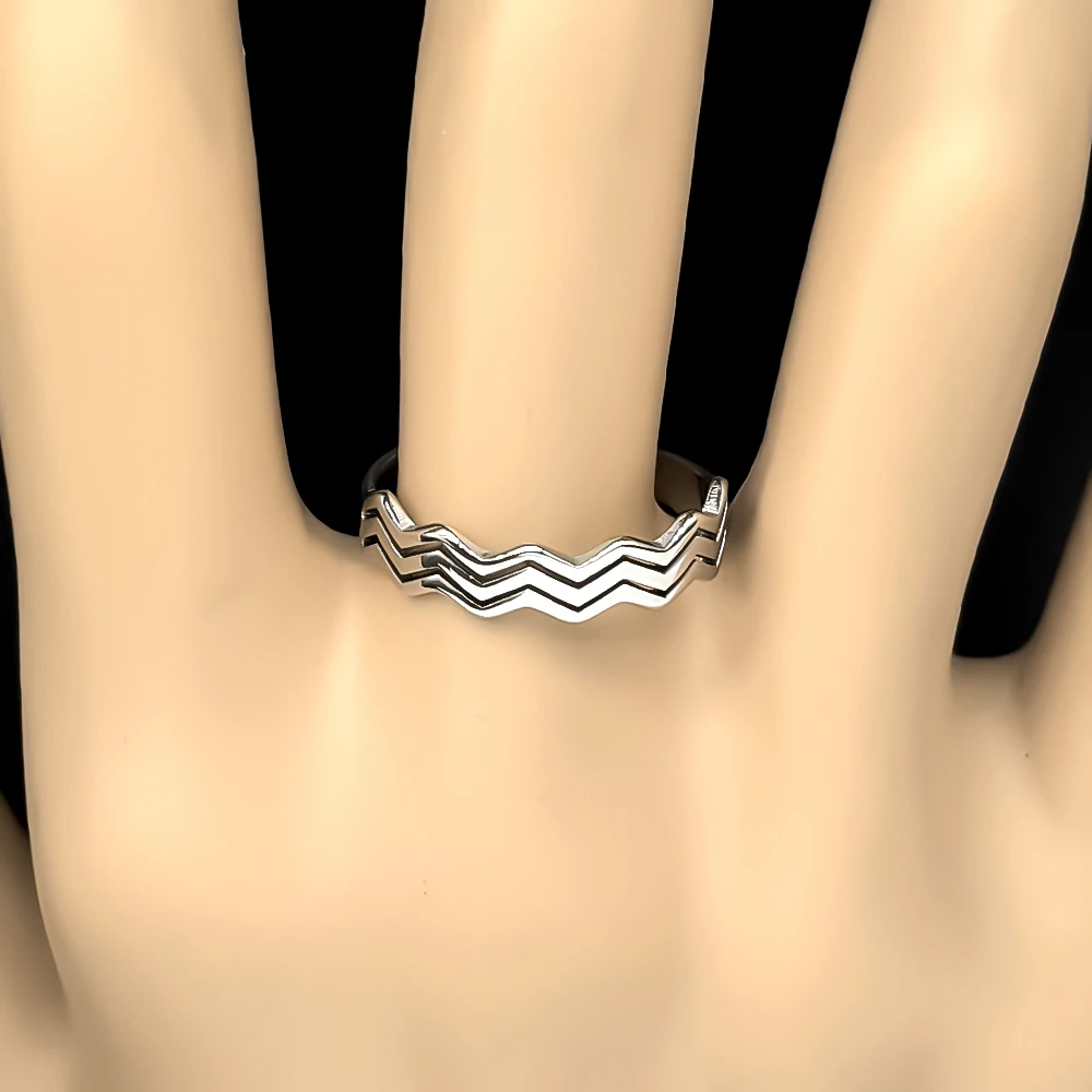 غير النظامية هندسية موجة خواتم للنساء الرجال الفولاذ المقاوم للصدأ الفضة اللون موضة حفلة تصميم جديد فنجر الإكسسوارات مجوهرات هدية