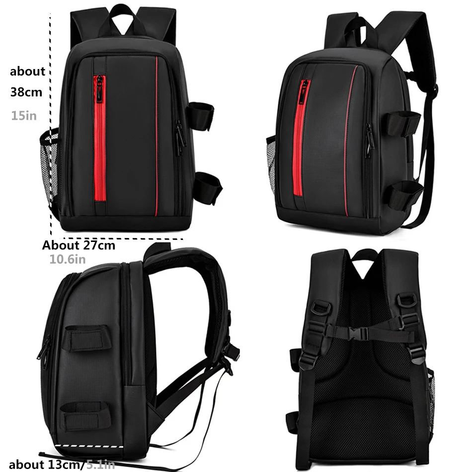 New Photography Backpack Shoulder Bag with Rain Cover Compartment for Canon Nikon Sony SLR Cameras Accessories 14in Laptop