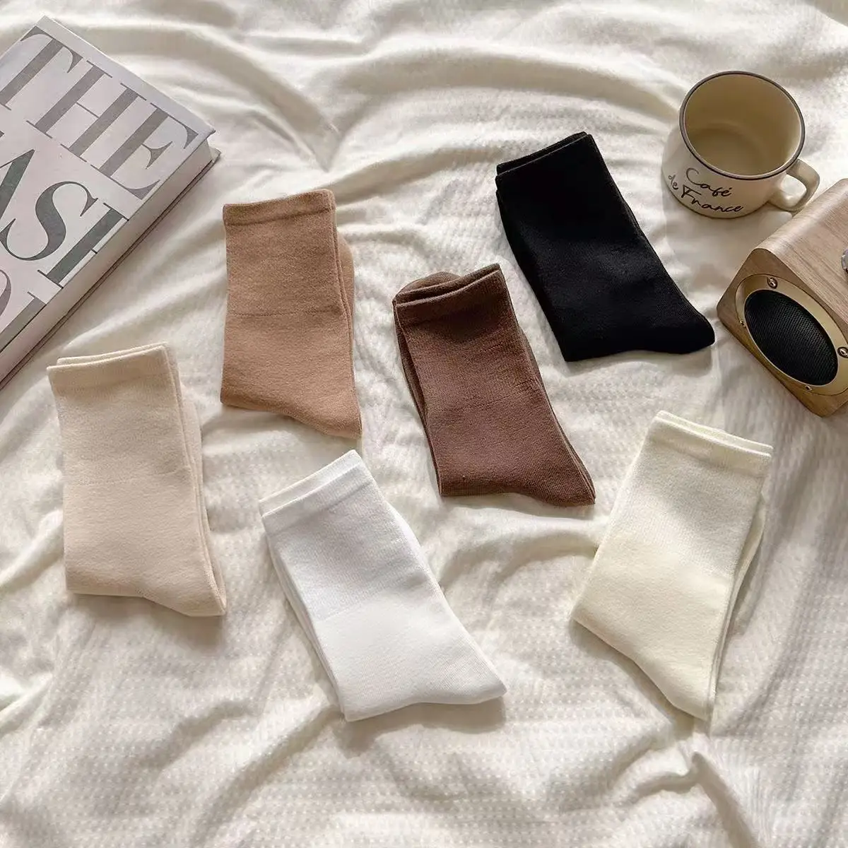 1/3/5/10/15 Pairs Random Women Mid‑Calf Socks, Solid Macaron Colors, Soft Comfortable Breathable Casual Socks for Daily Wear