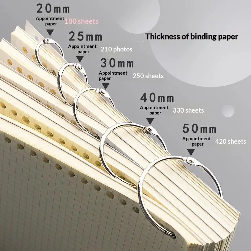 50 Buah Cincin Besi 20/30/40MM untuk Buku Lembar Lepas, Cincin Pengikat, Cincin Spiral, Cincin Besi, Cincin Buku, Cincin Pengikat Lembar Lepas