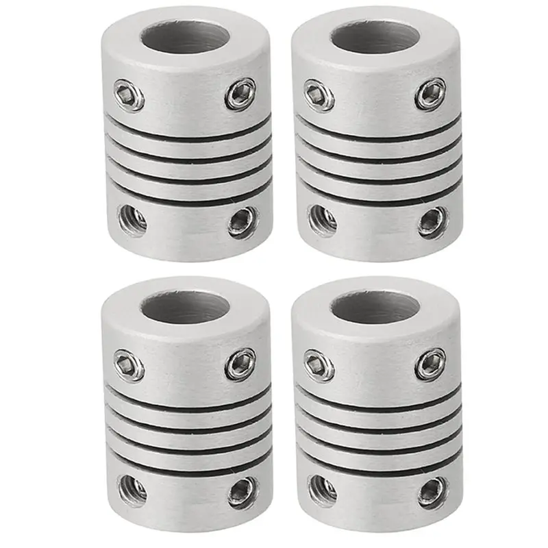 【COMELY】Flexible Shaft Couplings For 3D Printer CNC Machine Motors 4Pcs, Aluminum Alloy 3Mm-6Mm Connectors D19 X L25mm Guide