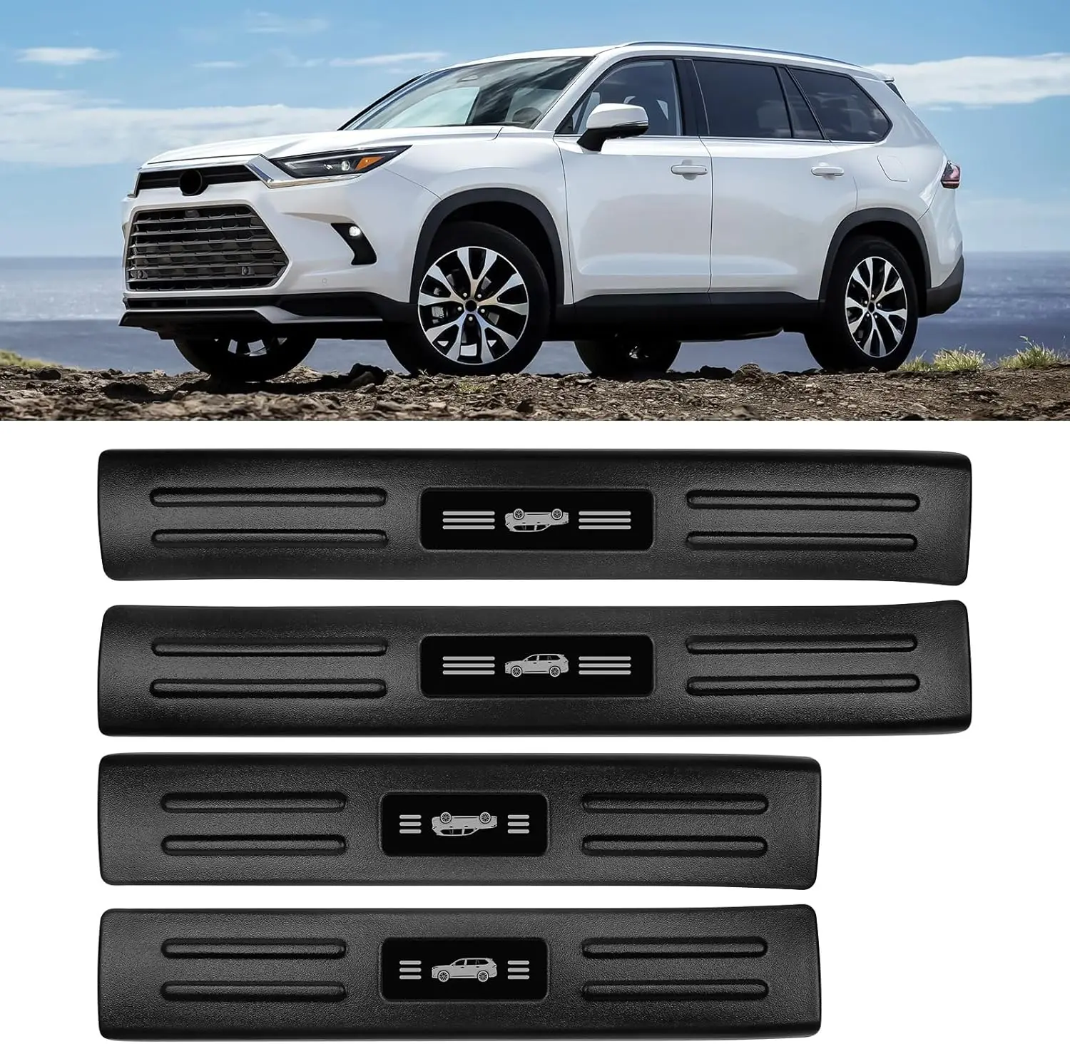 

ABS Material Door Sill Protector Compatible with Toyota Grand Highlander 2024-2025 Door Sill Guards Trim(Not for Highlander)