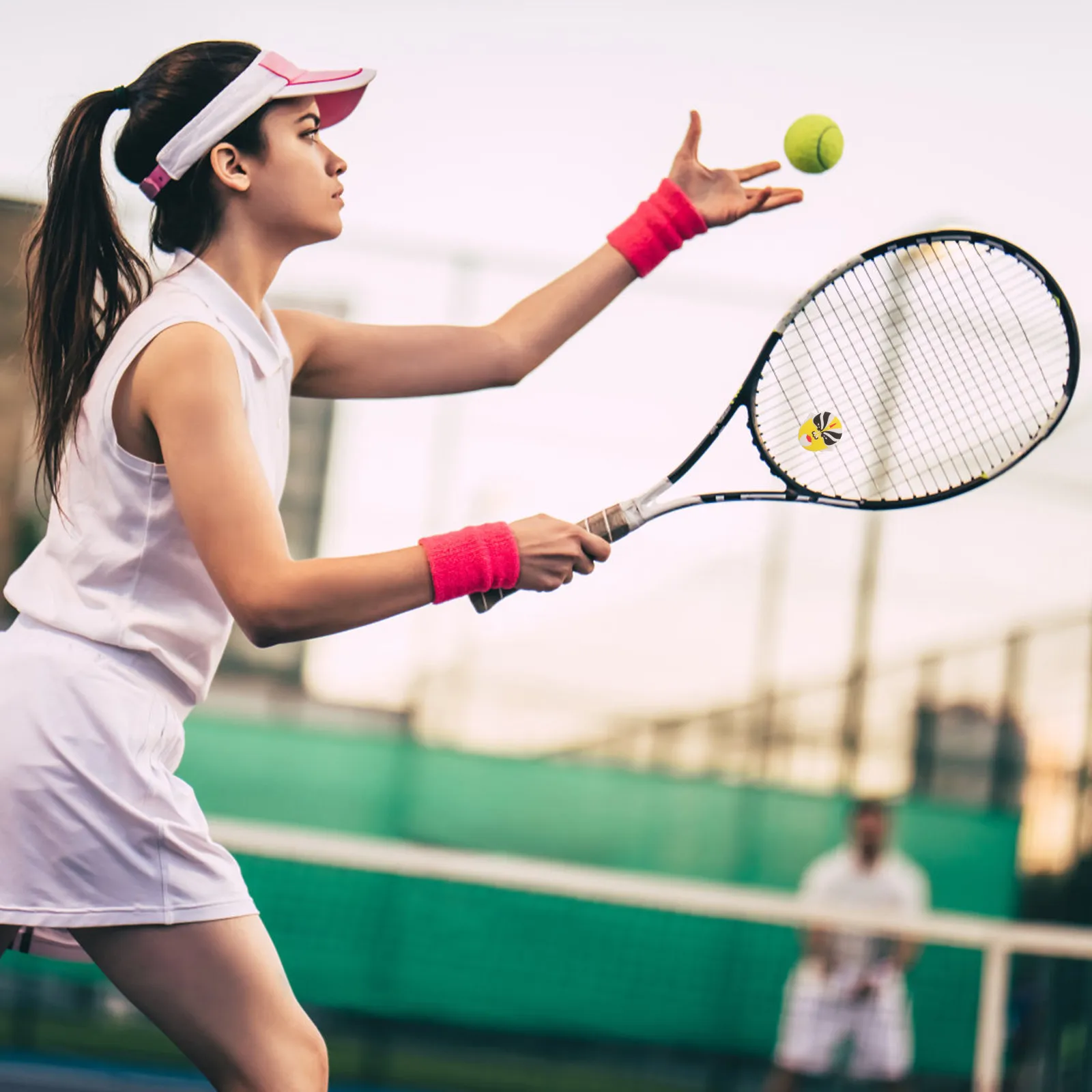 2Pcs Beijing Opera Face Tennis Racket Dampener Silicone Vibration Absorber for Shock Reduction Arm Comfort Professional Match