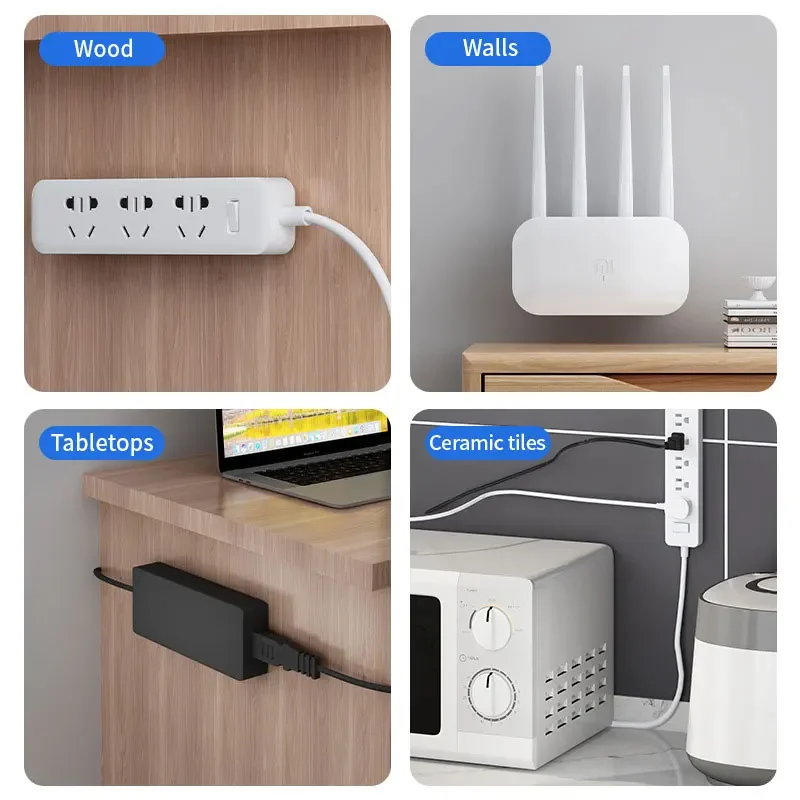 1/3/5/10 Pcs Self-Adhesive Desktop Socket Fixer Cable Organizer Wall Hanging Plug-in Removable Fixer Home Office Accessories image 5