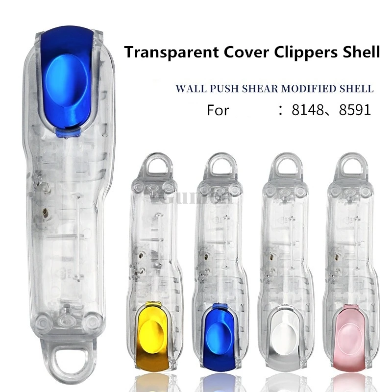 For 8591/8148/8504 Electric Hair Clipper Transparent Modified Shell Kit Gold Button Upper And Lower Cover Set DIY Hair Trimmer