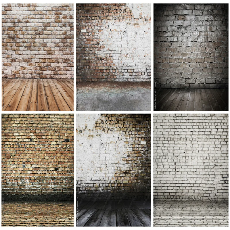 Brick Wall Texture With Cracks And Defects Photography Background Portrait Photo Studio Backdrops Prop ZZQ-01