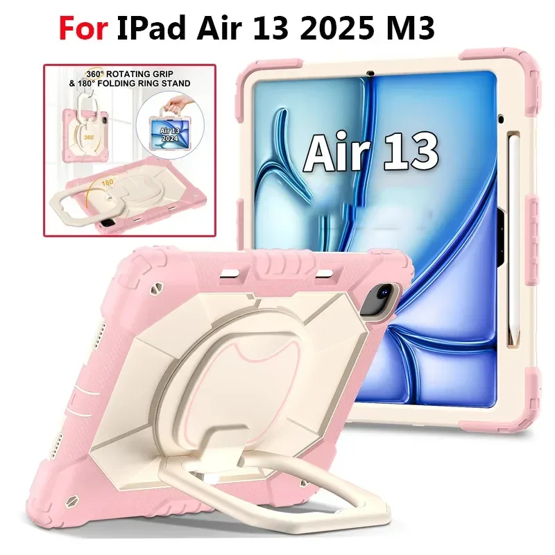 Kids Armor Case for New IPad Air M3/M2 13 Inch 2025 Case for IPad Pro 13 2024 M4 Tablet Funda 360° Rotating Shockproof Cover