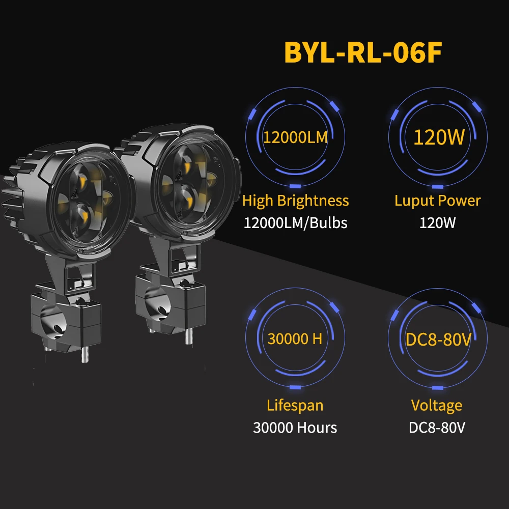 Led Motorcycle Headlight with Eagle Eyes 120W Spotlights Fog Lights Universal Motorbike Auxiliary LED Driving Lamp