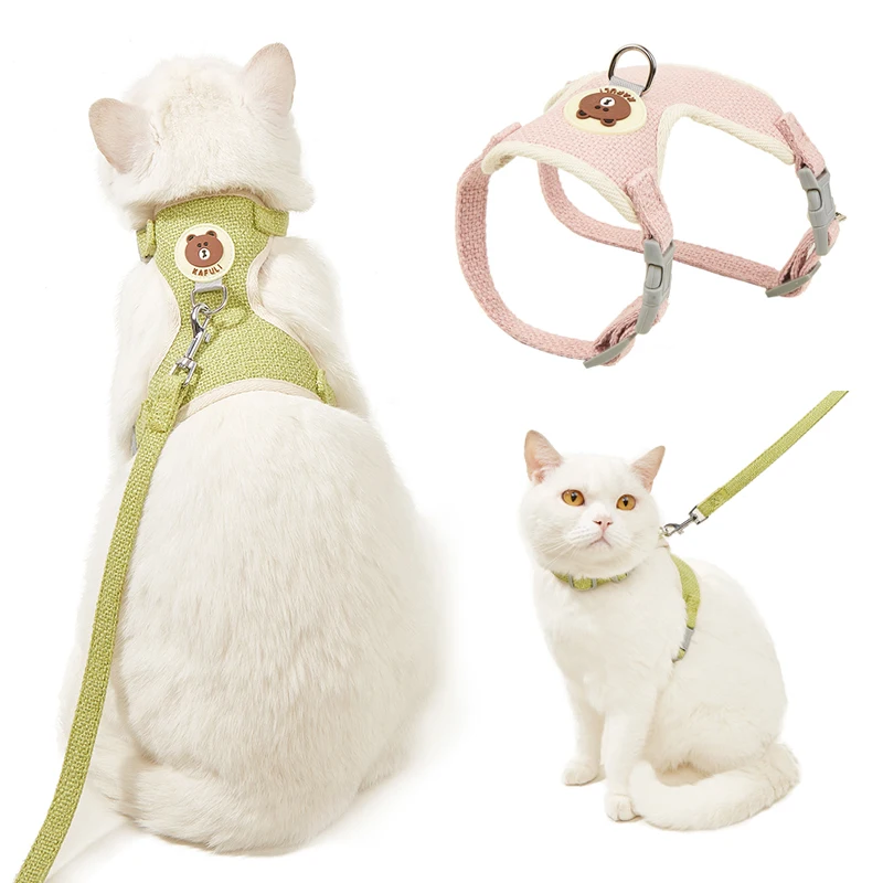 Cute Pet Harness and Leash Set for Cats Gotas Cheap Sphynx Cat Kitten Accessories Siamese Persian mascotas Harnesses arnes gato