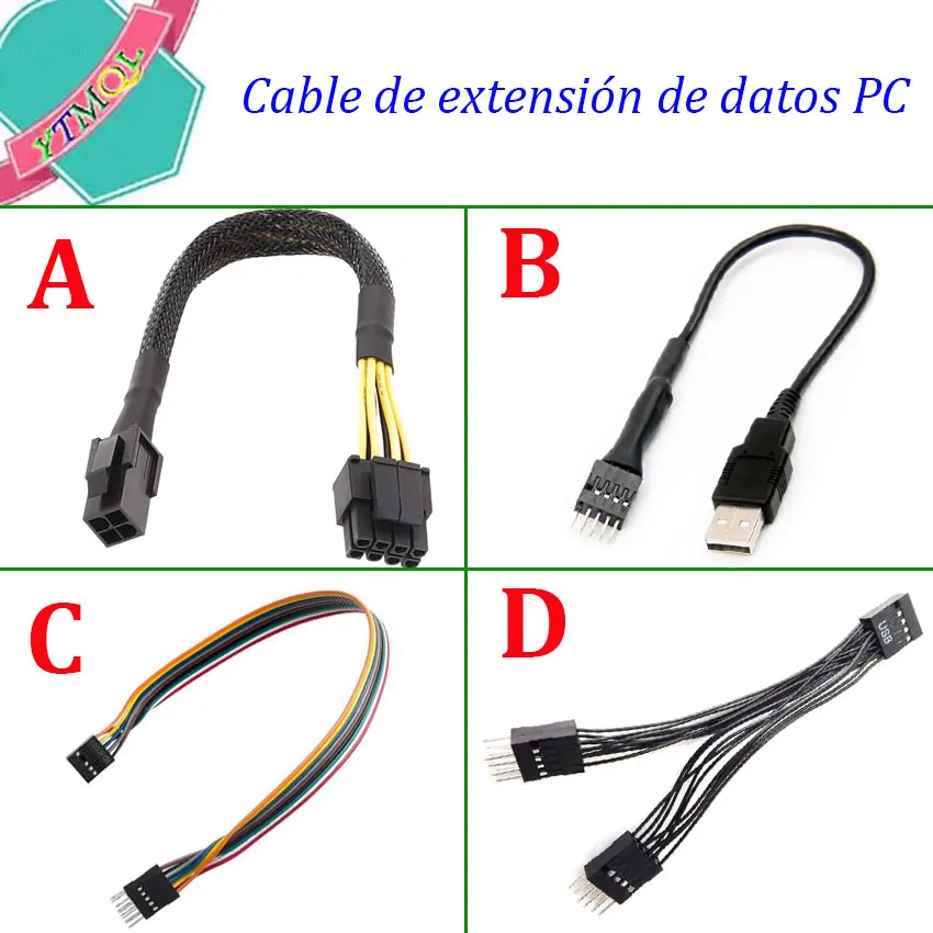 1Pcs Cable de extensión de datos interno para placa base de PC, Cable de 9 pines macho A USB externo macho, 20cm